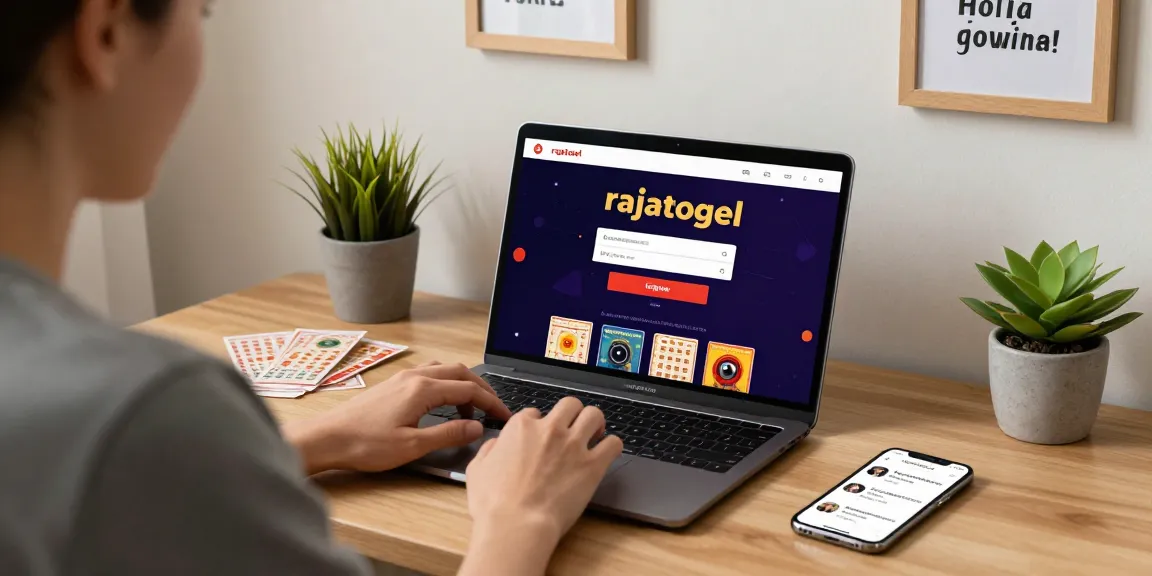 Pengguna rajatogel login dengan nyaman di rumah, dikelilingi oleh tiket lotre dan suasana hangat.
