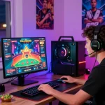 Player engaging in situs hero138 live casino game with immersive setup and lively atmosphere.