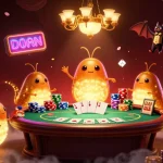 Giocatori nel casino non AAMS illuminato da lucciole, emozioni avvincenti al tavolo da poker.