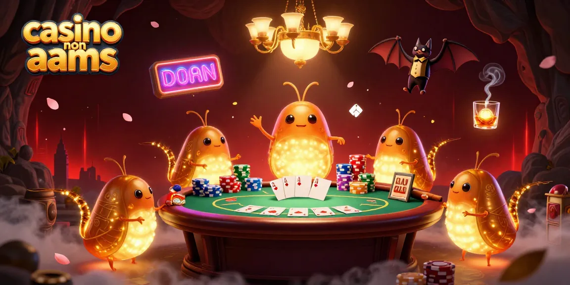 Giocatori nel casino non AAMS illuminato da lucciole, emozioni avvincenti al tavolo da poker.