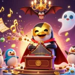 Menangkan aplikasi slot yang menarik dengan ilustrasi 3D ceria bermain dan mengeluarkan koin emas.