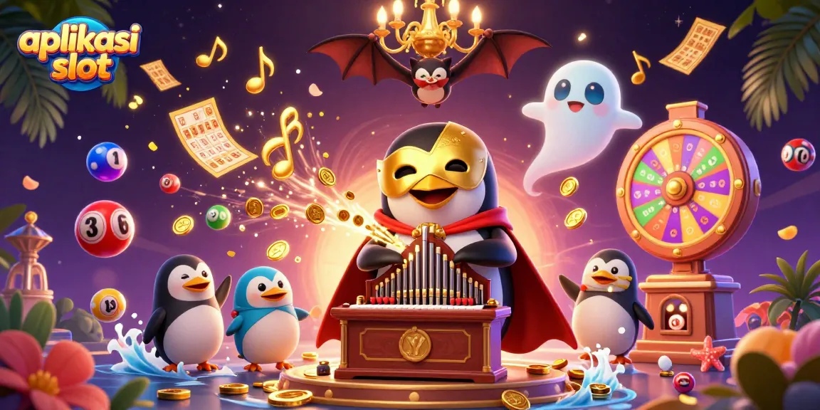 Menangkan aplikasi slot yang menarik dengan ilustrasi 3D ceria bermain dan mengeluarkan koin emas.