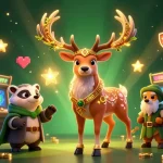 Un aperçu captivant d'un casino en ligne avec un cerf druidique et un blaireau, ambiance magique.