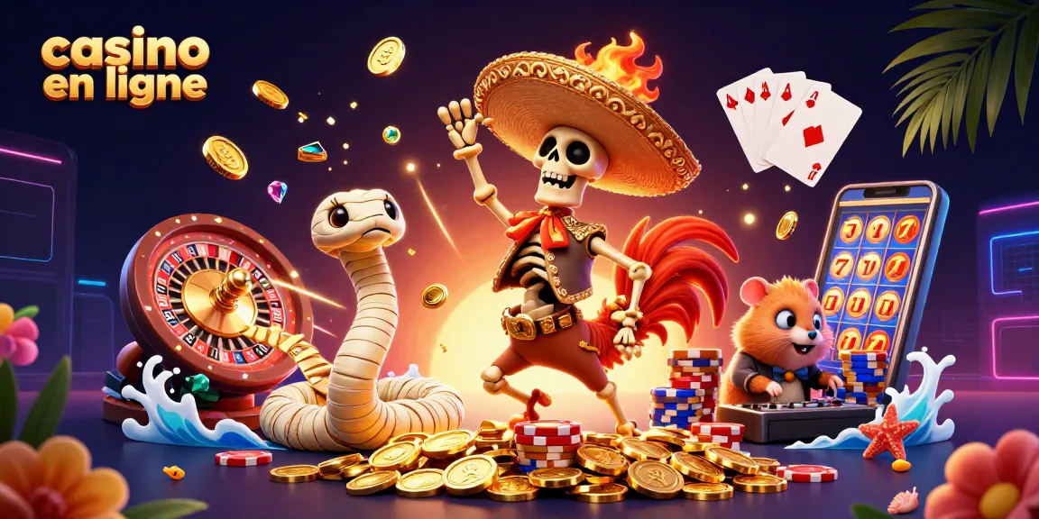 Casino en ligne : danse d'un rooster mariachi entouré de pièces d'or et de jeux de cartes