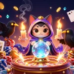 Découvrez casino en ligne avec une illustration magique de héros ludique et éléments de jeu captivants