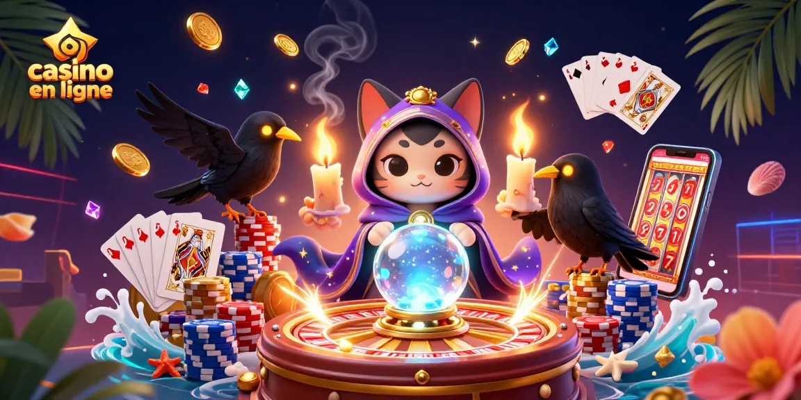 Découvrez casino en ligne avec une illustration magique de héros ludique et éléments de jeu captivants