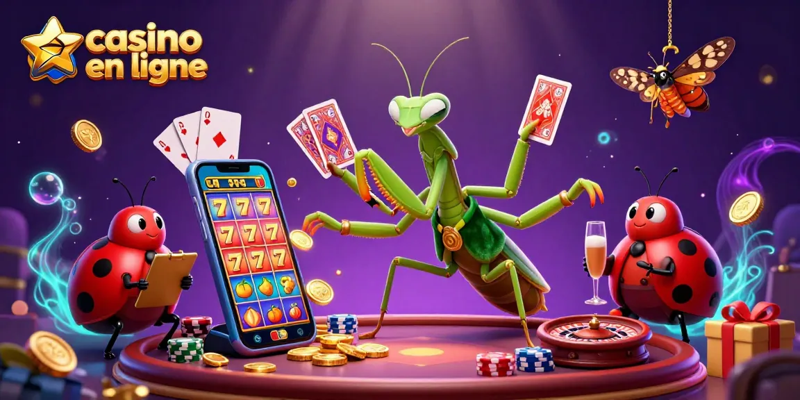 Profitez de l'expérience unique du casino en ligne avec une illustration captivante mettant en avant des jeux et des personnages dynamiques.