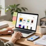 Buy ebay account for sale on a productive home office desk with vibrant workspace elements.