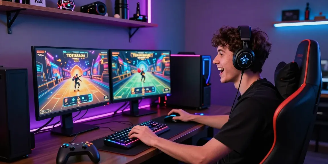 Gamer immersed in pakde4d Totomacau on a futuristic gaming setup.