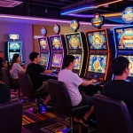 Exciting gaming experience at a leading situs gacor showcasing vibrant digital slot machines and joyful players.