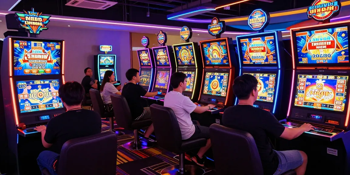 Exciting gaming experience at a leading situs gacor showcasing vibrant digital slot machines and joyful players.