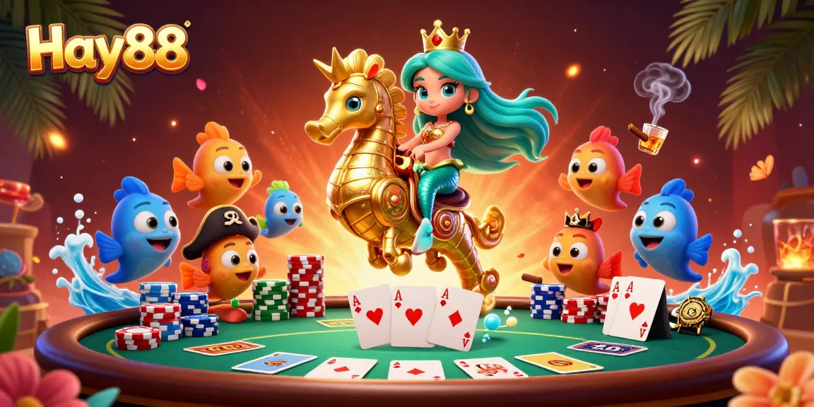 Experience thrilling gameplay at Hay88 with a vibrant scene of colorful characters enjoying poker action.