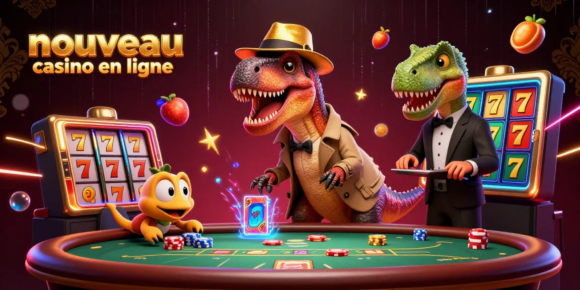 Animez votre expérience avec un nouveau casino en ligne ludique et innovant, illustré par un velociraptor mystérieux.