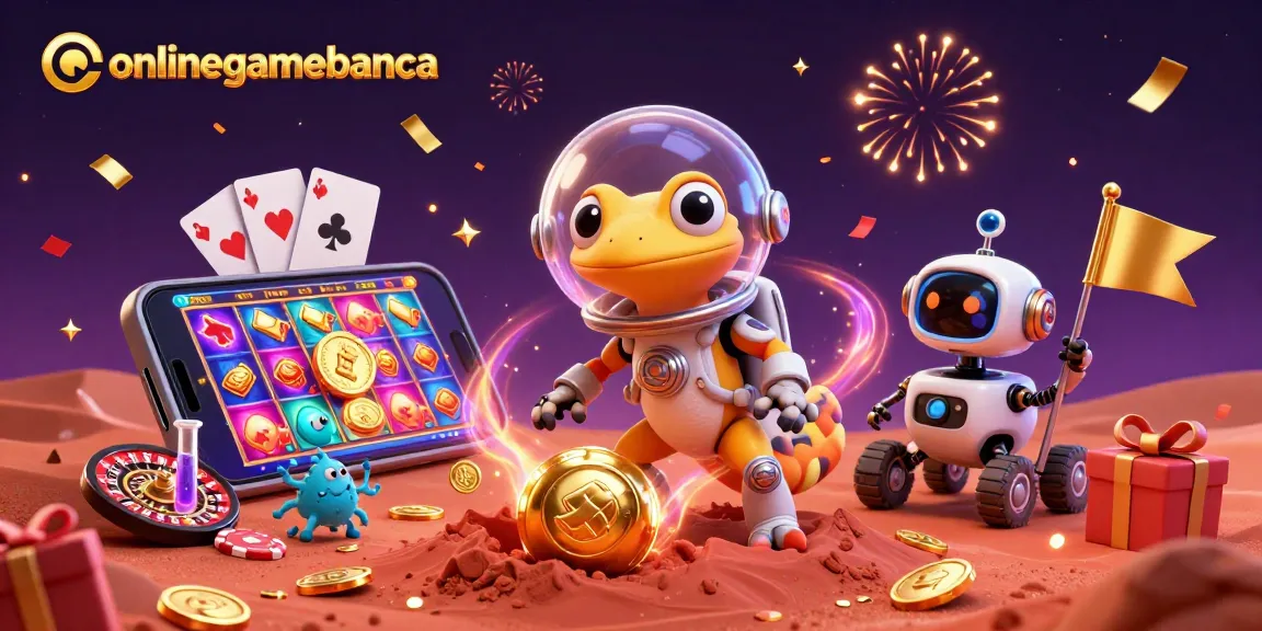 onlinegamebanca showcases a vibrant Martian casino adventure with unique characters and dynamic game elements.