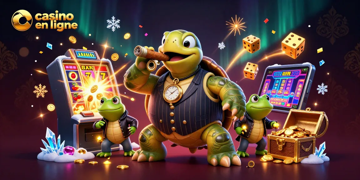 Expérimentez l'excitation des casinos en ligne avec cette scène captivante de personnages animés entourés de machines à sous et de trésors.