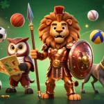 Attirez votre attention sur les aventures du casino en ligne avec un lion spartiate héroïque et un hibou stratège.