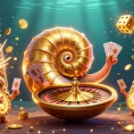 Améliorez votre jeu avec ce casino en ligne dynamique illustrant un nautilus géant et des machines à sous.