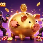 Experience exciting gameplay with bolaslot102 as the golden piggy bank sumo wrestler stirs the action!