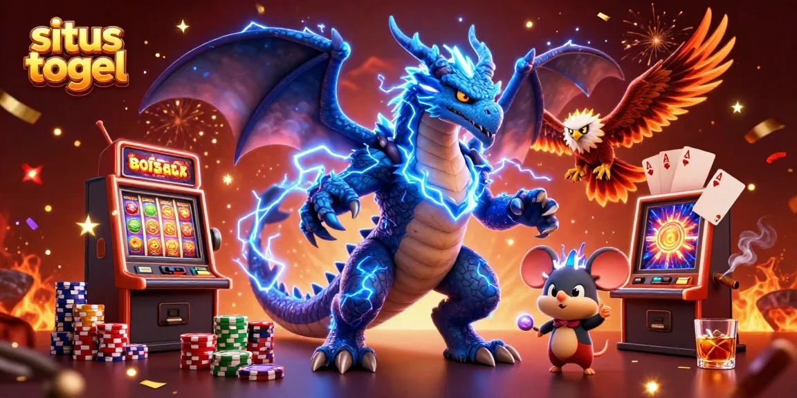 Experience exciting gameplay at situs togel with a vivid 3D illustration of dynamic casino elements.