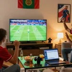 Menikmati tayangan TATA4D Sport Piala Dunia 2026 dengan teman-teman di ruang tamu.