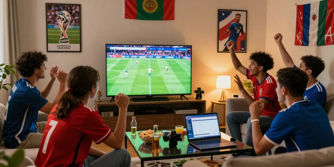 Menikmati tayangan TATA4D Sport Piala Dunia 2026 dengan teman-teman di ruang tamu.