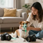 PetAir oxygen therapy equipment in a caring pet owner's home.