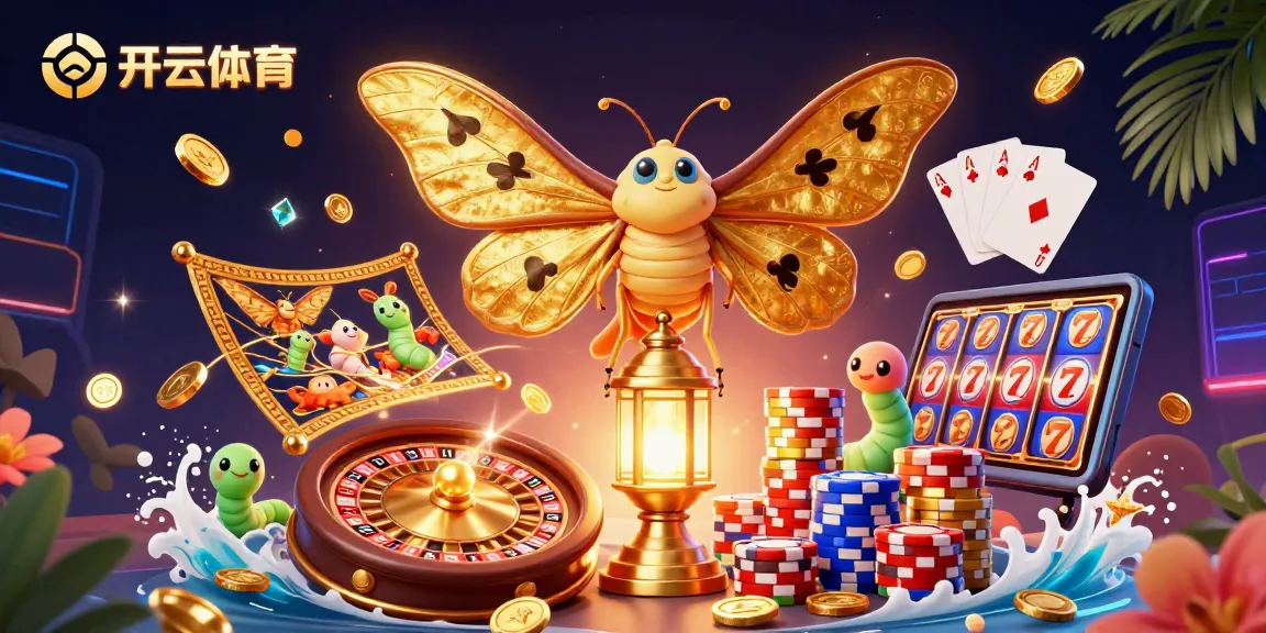 Experience exhilarating gaming at 开云体育 with vibrant casino elements and enchanting moths.