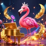 Los casinos en línea ofrecen entretenimiento vibrante con una cantante flamenca y un hipopótamo bajista en un ambiente lleno de luces.