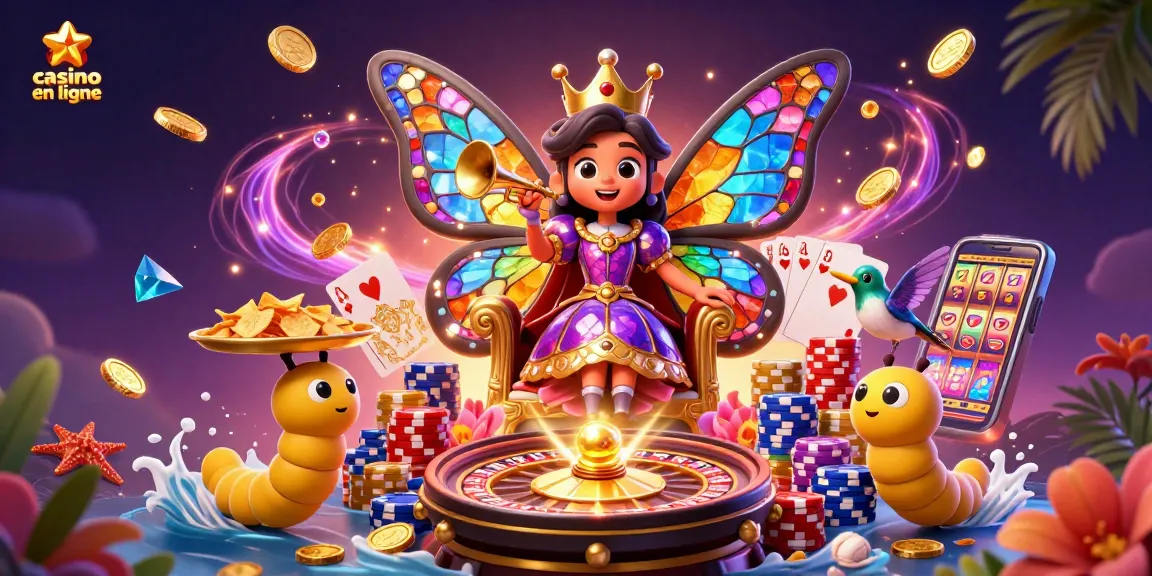 Illuminez votre expérience de jeu avec le casino en ligne et sa reine des papillons colorée.