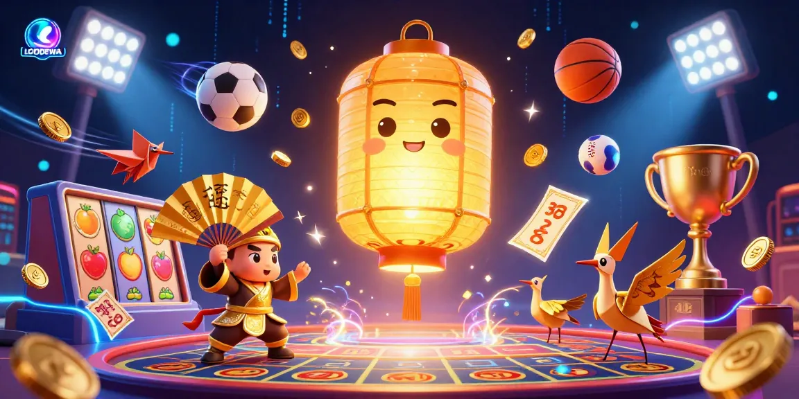 Engage with LGODEWA's thrilling gaming experience showcasing vibrant 3D casino elements and characters.