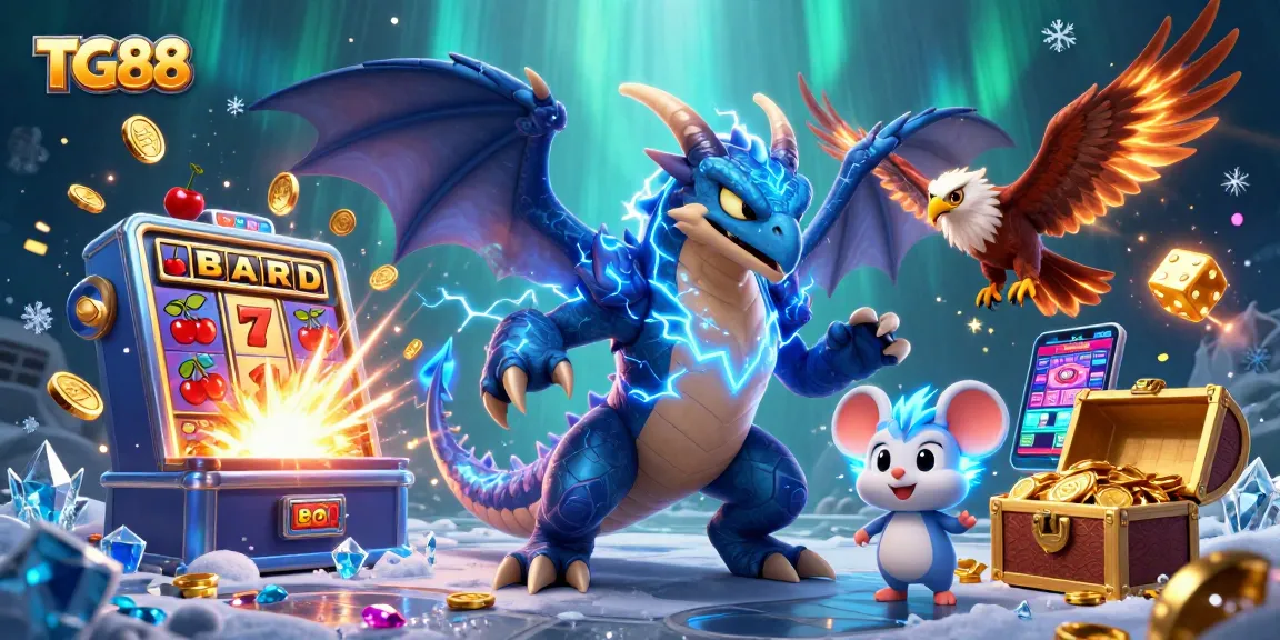 Engage with TG88's thrilling casino games amidst vibrant visual elements and dynamic characters.