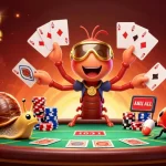 Jouer au casino en ligne avec un croupier en millepattes et des jetons de poker colorés.