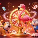 Le spectacle du casino en ligne argent réel avec un flamant hôte et un bulldog gagnant.