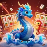 Plongez dans l'aventure du casino en ligne avec un dragon aquatique et des éléments lumineux