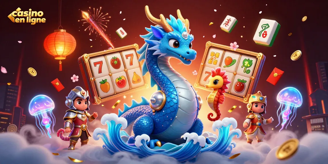 Plongez dans l'aventure du casino en ligne avec un dragon aquatique et des éléments lumineux