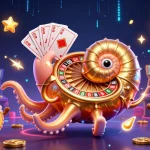 Engage with vibrant casino gameplay featuring ok9's ancient nautilus roulette wheel and glowing companions.