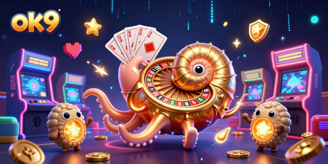 Engage with vibrant casino gameplay featuring ok9's ancient nautilus roulette wheel and glowing companions.