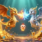 xocdiabip showcases twin dragons amidst vibrant casino treasures in an epic gaming scene