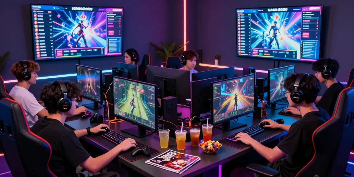 NAGA2000 gaming setup with enthusiasts engaging in vibrant online games, showcasing immersive graphics and competitive atmosphere.