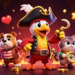 Jouer à casino en ligne avec un capitaine pirate, un bulldog, et un chat, dans un univers ludique.