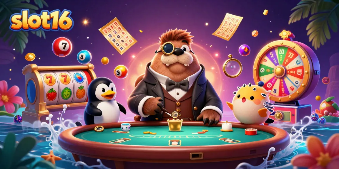 Experience thrilling gameplay at slot16 with a whimsical underwater poker scene featuring vibrant characters.