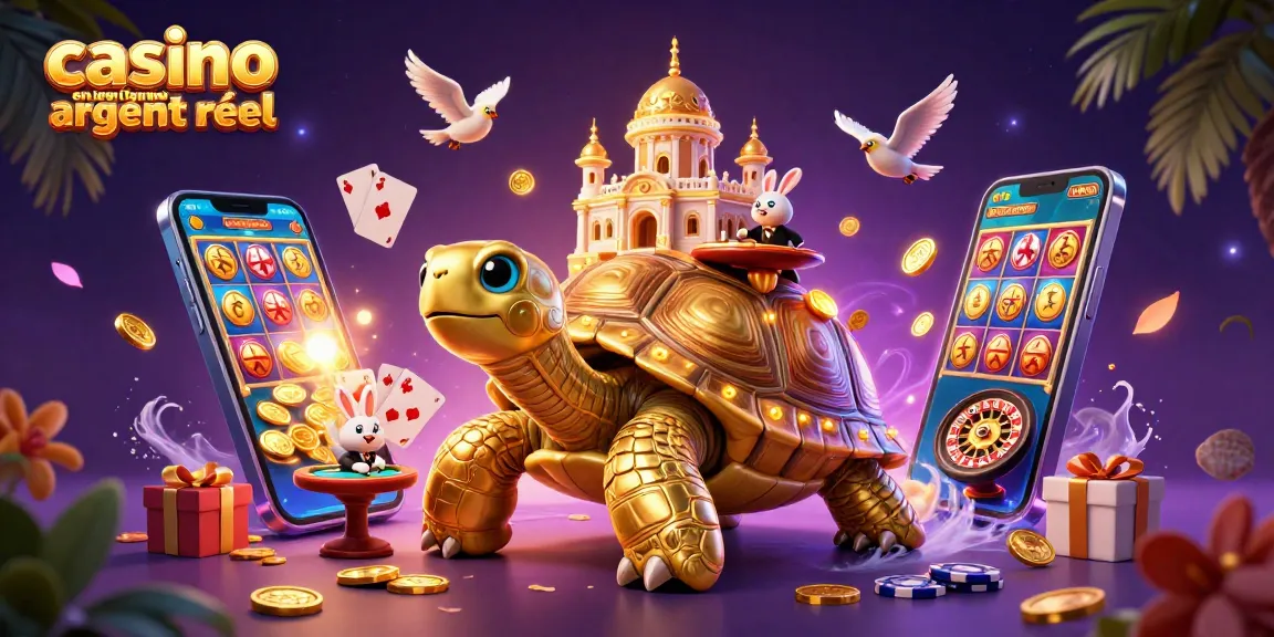 Gagnez au casino en ligne argent réel avec notre illustration captivante d'un palais sur une tortue dorée.
