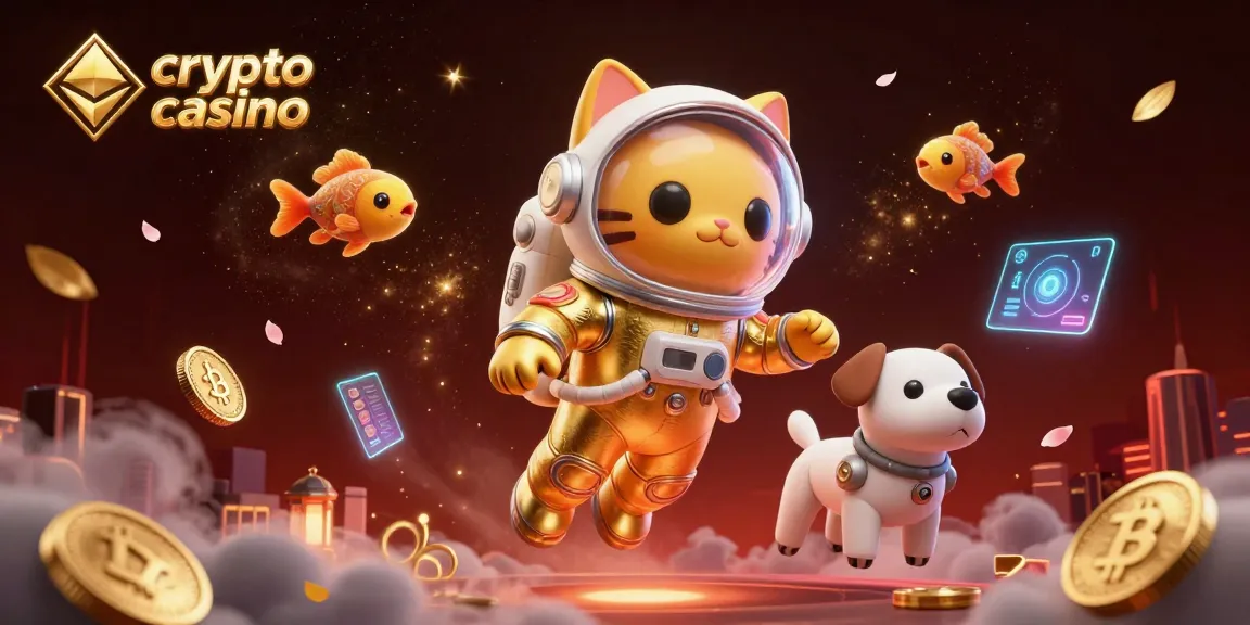 Jouez dans un crypto casino avec ce chat astronaute en apesanteur, accompagné de son chien robot.