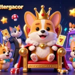 Experience thrilling wins at situstotoslottergacor with a vibrant casino scene featuring a royal corgi.