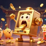 Lolozi online magazine showcases a 3D animated slot machine winning a jackpot amid vibrant casino elements.