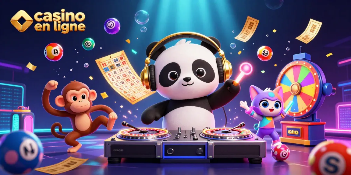 Jouer au casino en ligne et profiter d'une ambiance festive avec un panda DJ et une ambiance colorée.