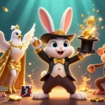 Experience the thrill of war138 with a magician rabbit and vibrant casino elements.
