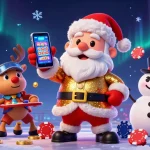 Vibrez avec casino en ligne dans cette scène festive avec des jeux d'arcade animés et des personnages.