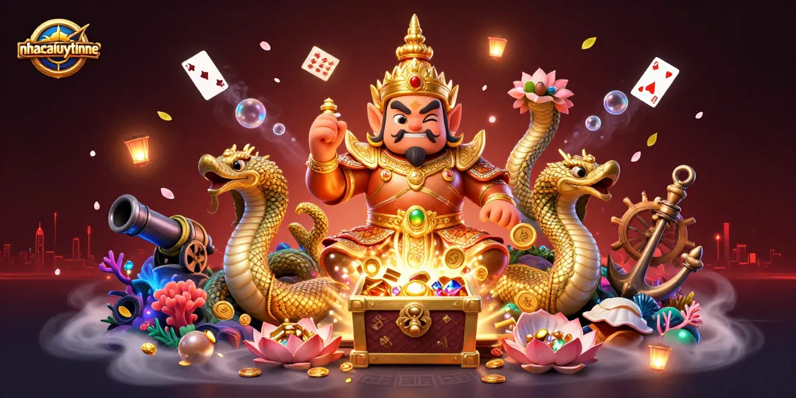 Engage with exciting gameplay at nhacaiuytinne featuring a spectacular Thai guardian and golden treasures.