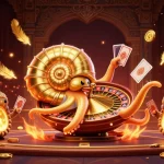 Immerse in the excitement at mk878 with a stunning 3D nautilus roulette wheel and glowing companions in a casino scene.